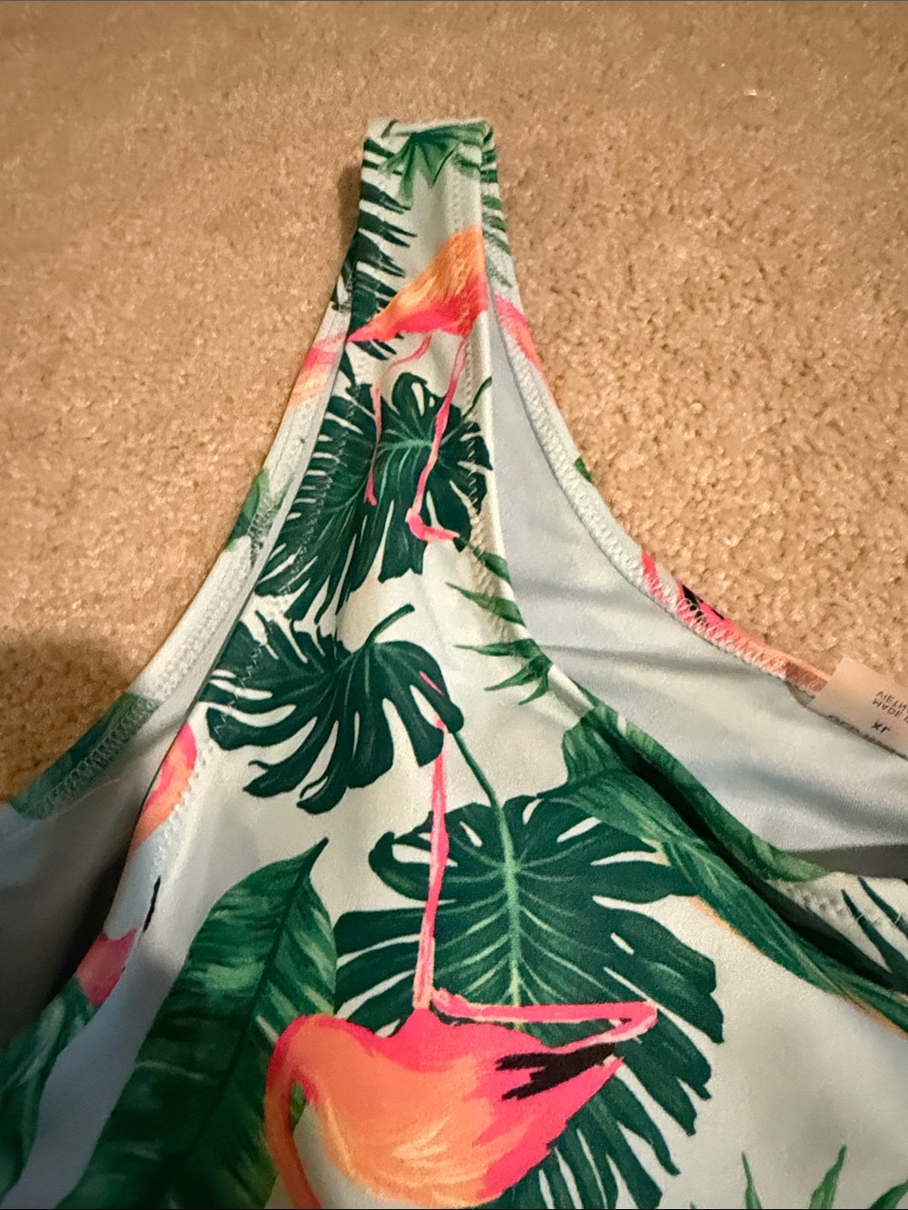 Old Navy Tropical Flamingo Print Bikini Top - Green & Pink - Picture 4 of 7